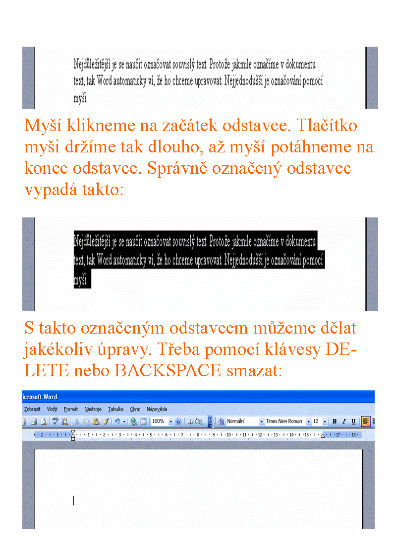 Oprava napsaného textu v programu Microsoft Word