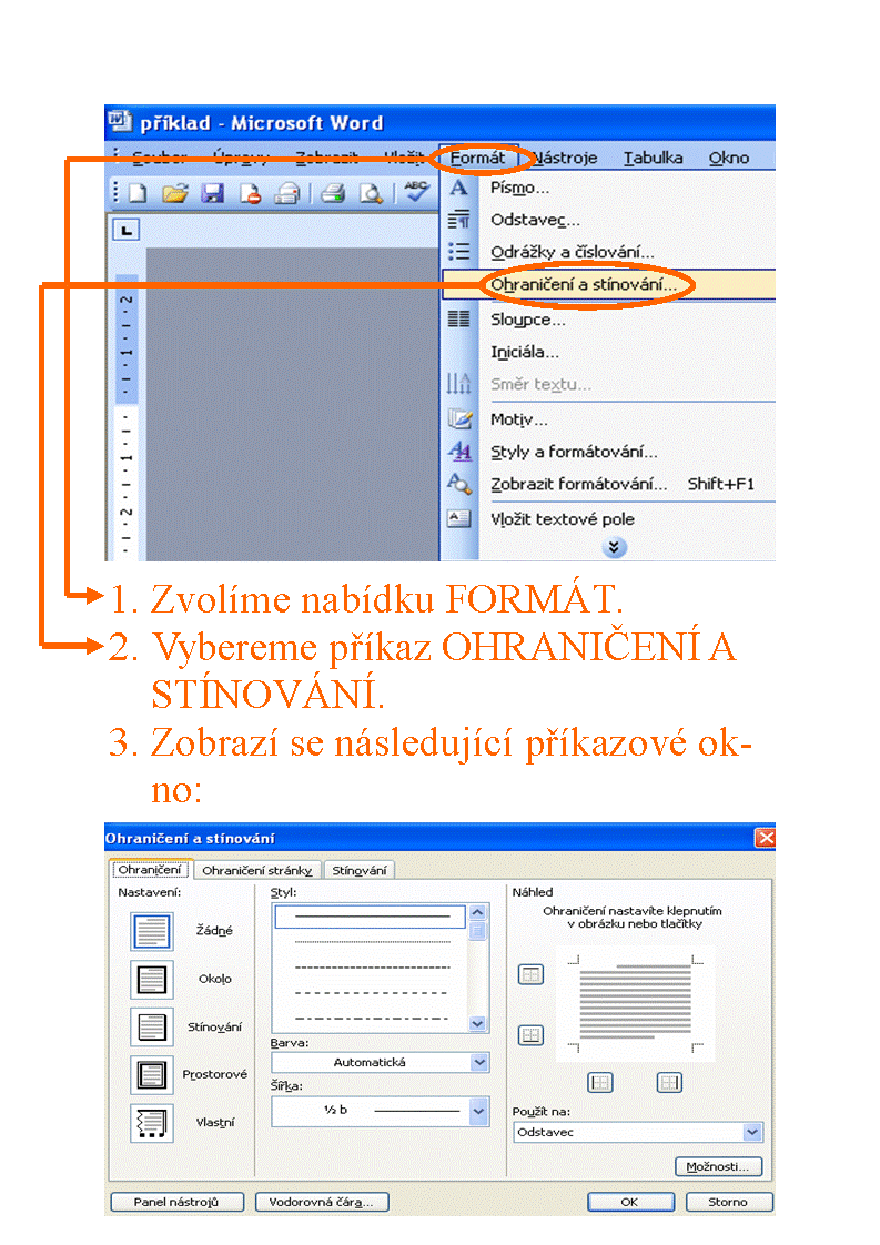 Ohraničení textu ve Microsoft Word