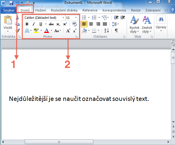 Formátování písma Microsoft Word
